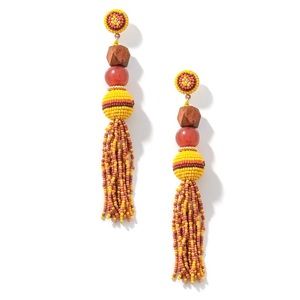 Boutique Tiered beaded tassel drop earrings